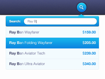 Search Concept V2 search concept autocomplete blue interface