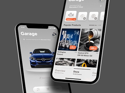 Car Management App (Store) app car clean ecommerce garage ios management shop ui user interface