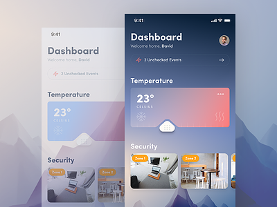 Dashboard (Day vs. Night) app dashboard ios iphone smart smart home ui user interface