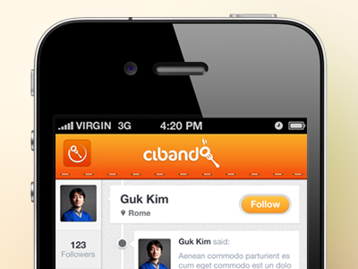 Profile Page app cibando clean food iphone profile timeline ui