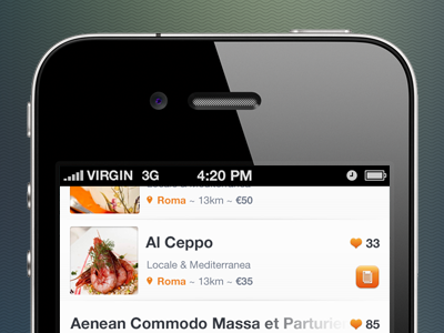 Results view cibando clean food iphone restaurants results ui