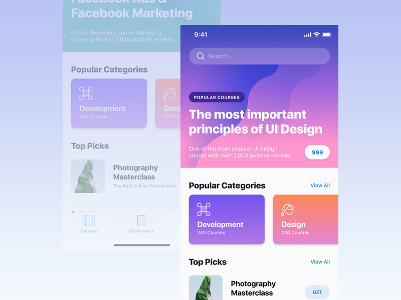 Courses courses app education courses sketch iphone app design iphone clean ios app user interface ui