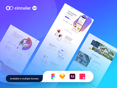Circular 2.0 - Unique Landing Pages Pack adobe xd figma invision studio landing page landing pages modern sketch template themes ui user interface web website