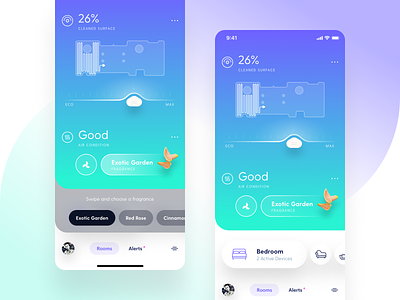 Smart Home App Concept app clean design figma figmadesign ios iphone iphone app purifier smart smart device smarthome ui user interface ux vacuum cleaner