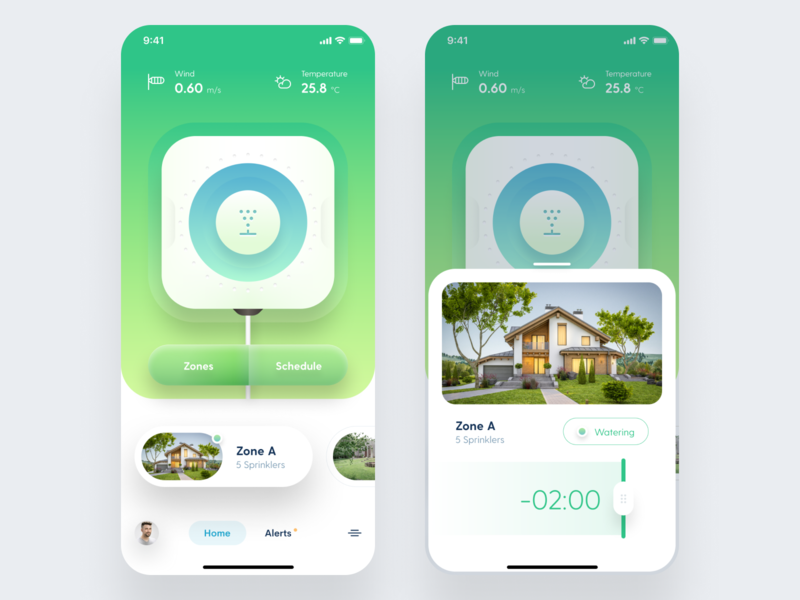 Smart Sprinklers Concept concept app design iphone app iphone ios user interface ui clean design figma sprinklers smarthome smart application app
