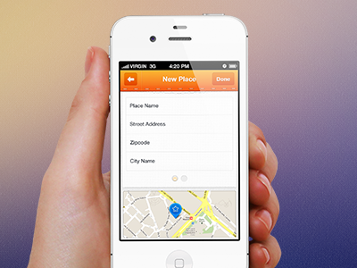 New Place (New Cibando Feature) cibando clean ios iphone map mobile pins place restaurants ui