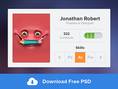 Designer Profile -- PSD Available designer freelance photoshop profile psd skills ui user interface