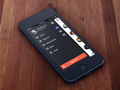 Sidebar View app clean dark ios iphone mail sidebar