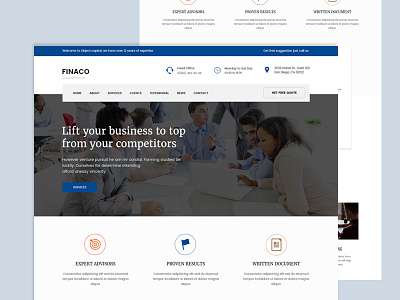 Financo-financial consultance homepage business clean consultance html psd responsive wip