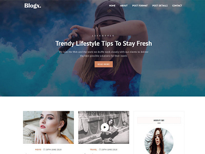 Blogx- Free Html Blog template blog bootstrap4 clean creative css design free html personal responsive website