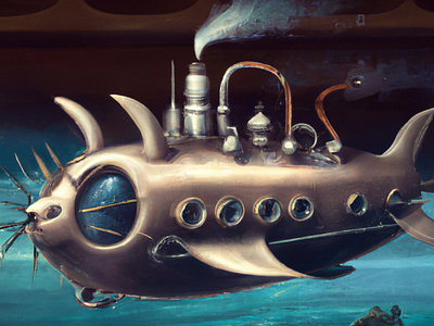 Cat submarine chimera, Digital art 3d branding design graphic design illustration logo motion graphics vector