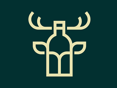 Deer Bottle Logo alcohol animal beverage bottle branding buck club deer drink drinking drop elk forest glass logo modern premium restaurant water wine