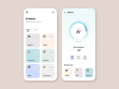 Smart home app app app design application branding component design creative design dribbble home smart home temperature ui ux