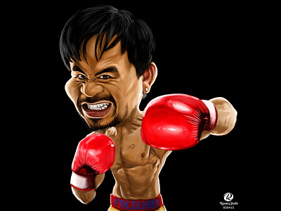 Manny Pacquiao boxing caricature champion digital illustration painting portrait