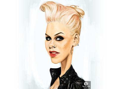 Alecia Beth Moore "PINK" caricature digital illustration painting portrait singer songwriter