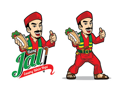 Kebab Bang Jali brand character design food logo mascot vector