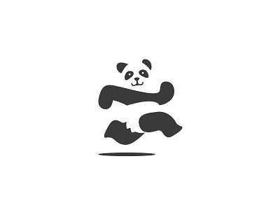 Panda Run black brand flat identity illustration logo mascot panda vector