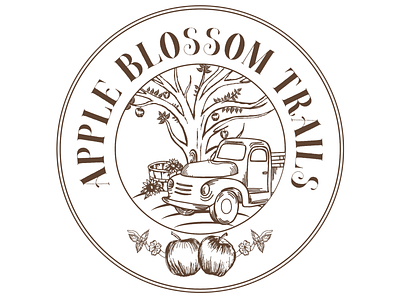 Apple Blossom Trails branding design illustration ink logo print vector vintage logo