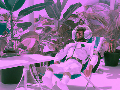 Astronaut lounging in a tropical resort in space, vaporwave app branding design graphic design illustration logo typography ui vector