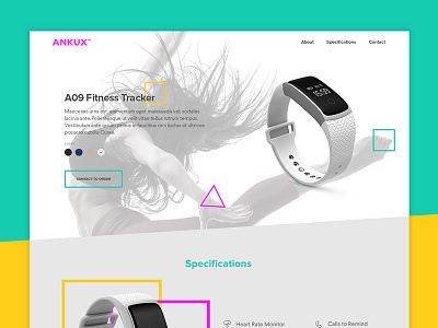Mini website design for Ankux Fitness Tracker colorful fitness fitness tracker smart band smart watch tracker ui ui design user experience ux ux design web design