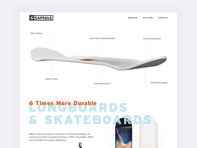Capsule Skateboards Landing Page capsule landing page longboards rollers skateboarding skateboards sport sports ui ux