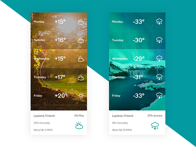Weather app for Uplabs Challenge app design mobile app summer uplabs uplabs challenge weather weather app weather application winter