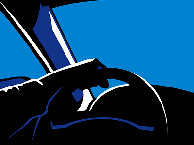 Driving blue car drive driving flat hand illustration simple