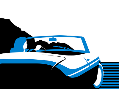 travel with my car blue car drive driving flat hand illustration simple travel woman