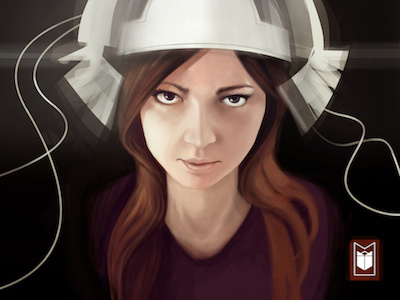 Space girl 2d girl helmet illustration portrait