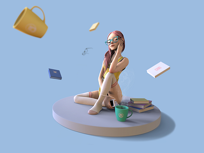 Reverie 3d character character design design girl illustration illustrator logo shimur zbrush