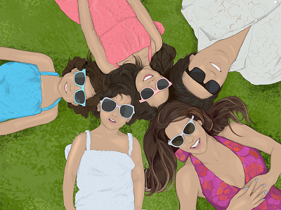 Family drawing illustration photoshop portrait sunglasses