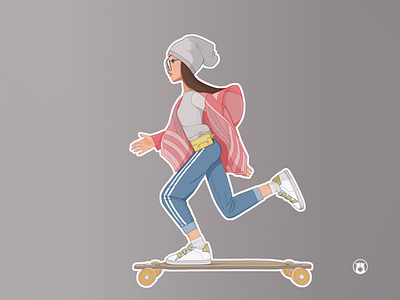 Shimuko character character design flat girl illustration logo longboard shimur skate