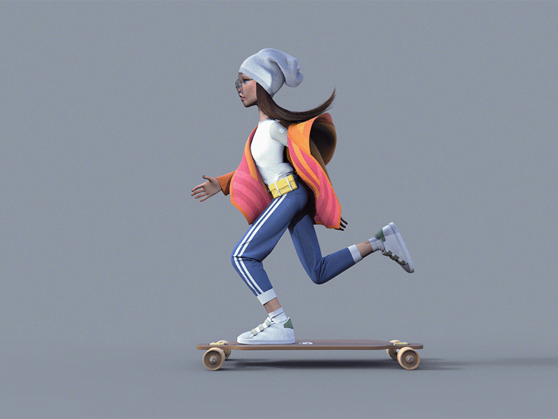 Shimuko 3d character character design girl longboard longboarding shimur skate zbrush