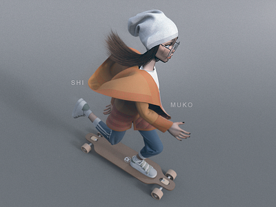 Shimuko 3d character character design design girl logo longboard longboarding shimur skate zbrush