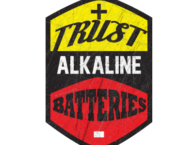 Batteries alkaline battery fonts grunge red typography yellow