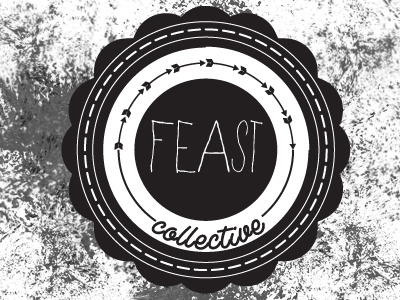 Badge arrows badge branding collective feast grunge logo scribble white and black