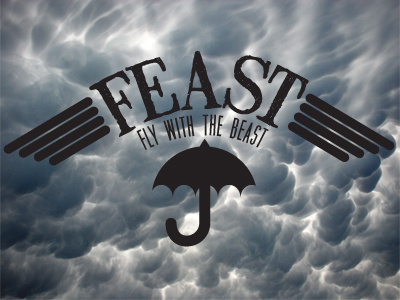 Umbrella beast feast fun minimal simple style typography umbrella wings