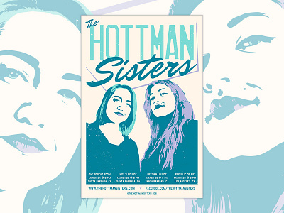 The Hottman Sisters poster gig poster illustration layout leannarts poster print rock poster screen print screen printing vector