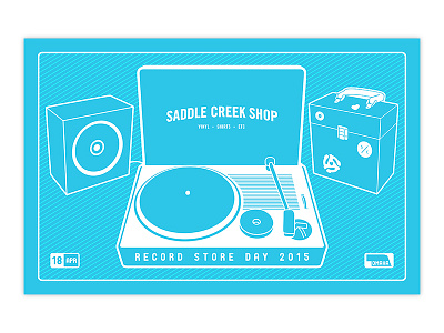Saddle Creek Shop - Record Store Day poster gig poster illustration illustrator leannarts omaha poster print record store day rock poster turntable vector vinyl