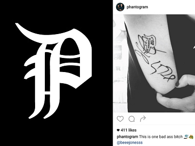Phantogram "P" letterform branding illustrator letterform logo merch phantogram t shirt tattoo vector