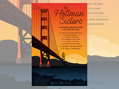 Hottman Sister - Tour Poster california illustration music offset poster print printing rock band san francisco vector