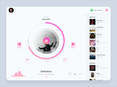 Music Player (light theme) dailyui design lighttheme music music app musicplayer player spotify ui uidesign webdesign webplayer webui