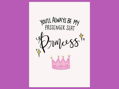 Passenger Seat Princess Card Design card galentine illustration princess valentine valentinesday