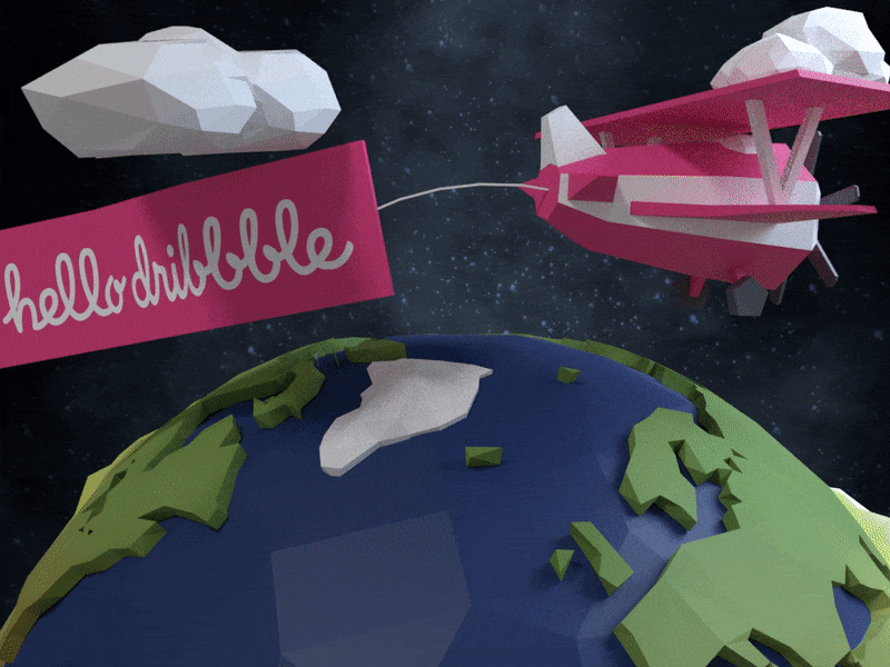Low Poly Plane 3d animation art blender debut earth hello dribbble low poly planet render