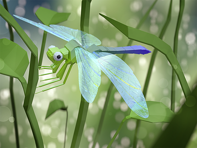 Lowpoly Dragonfly 3d art blender bokeh dragonfly insect low poly nature render