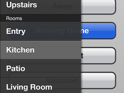 Lutron controller iOS app - room selection drawer