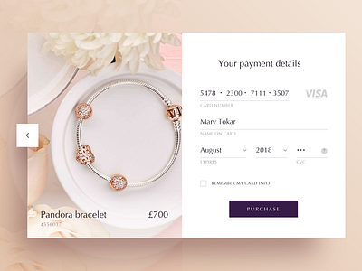 Credit Card Checkout for Daily UI #002 bracelet card checkout credit dailyui e commerce feminine flowers payment product purchase