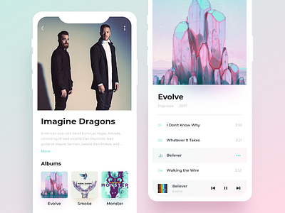 Music Player/app for Daily UI #009 album app clean colorful dailyui gradient ios iphone music player profile singer
