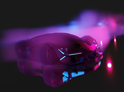 Smoke Sim and Lighting Test - Car Scene 3d art car lamborgini lighting neon racecar smoke smoke simulation synthwave