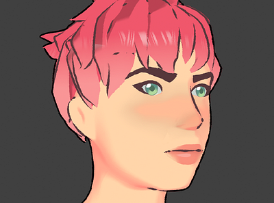 Custom Shader Development For Upcoming Project 3d art 3d modeling character art comic style npr pink hair shader stylized woman